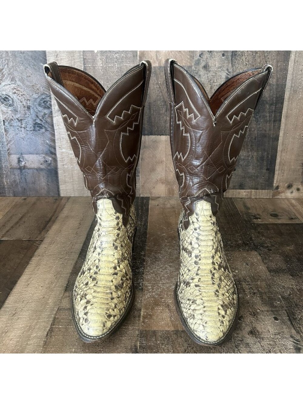 Custom Vintage Unbranded Snakeskin Western Cowboy Boots Mens 10 D